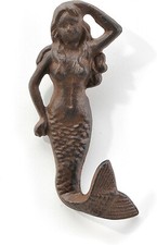 MERMAID WALL HOOK Cast Iron Nautical Hanger Coastal Home Decor 5.5 x 2.5 " NEW