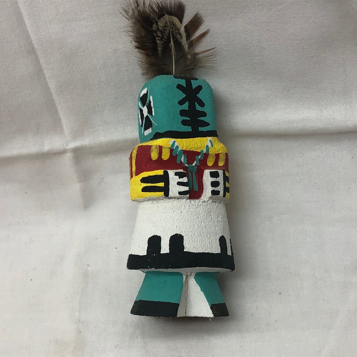 Signed L. POOLEY Rattle Hopi Indian Kachina Wood Doll Hand Painted