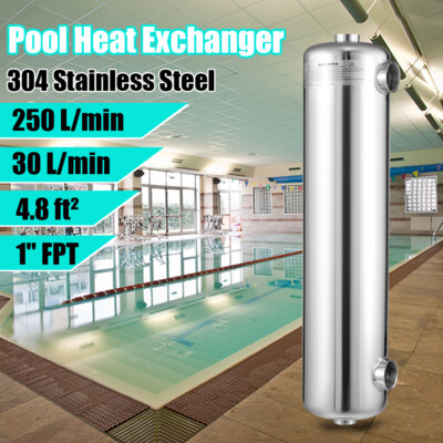 Pool Heat Exchanger Tube 200K Same Side 1''+ 1 1/2''FPT FAST 304 Stainless Steel