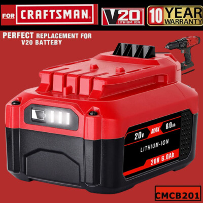 #ad 6.0Ah 20 Volt Max For Craftsman V20 Li Ion Battery CMCB206 CMCB204 CMCB202 NEW $29.99