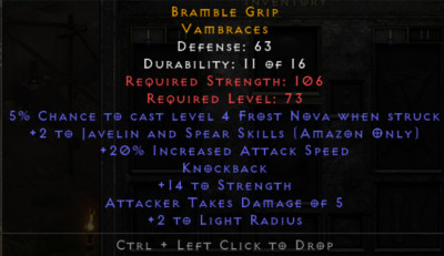 D2r crafted gloves 2javelin skills 20ias kb 14str-non ladder sc