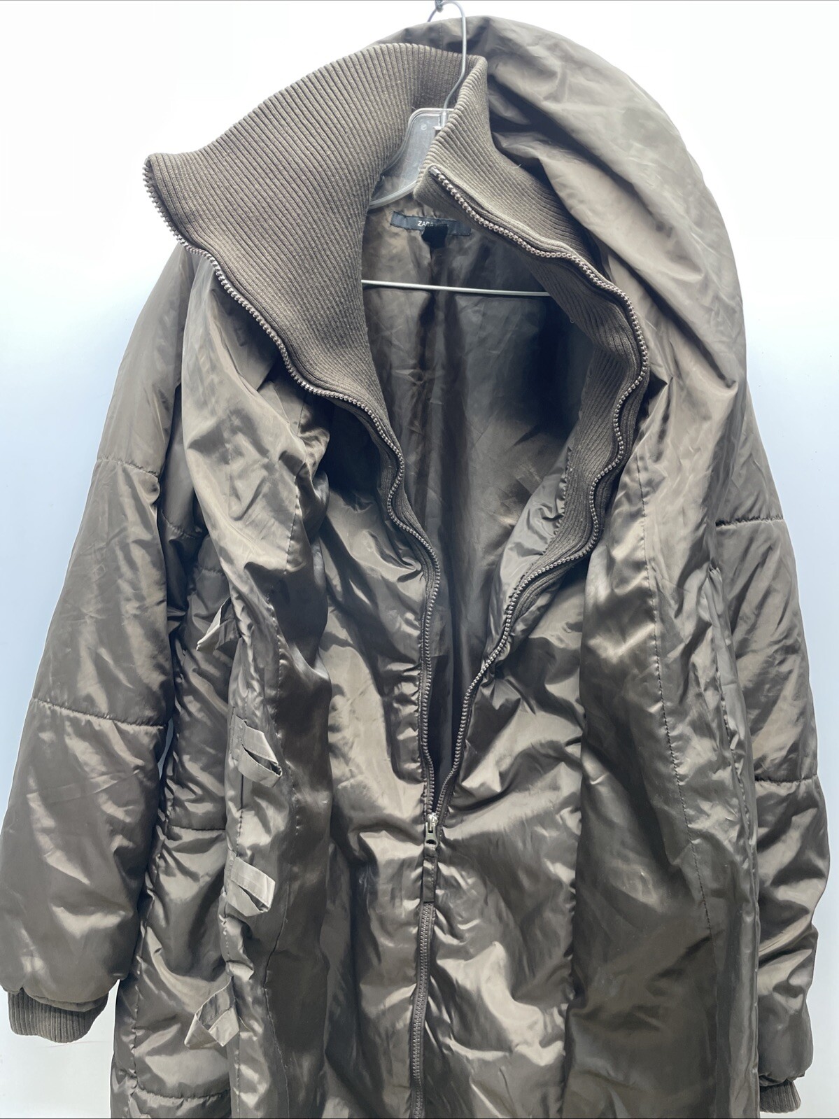 Woman's Zara Basic Jacket Puffer Turtle Neck Brow… - image 4