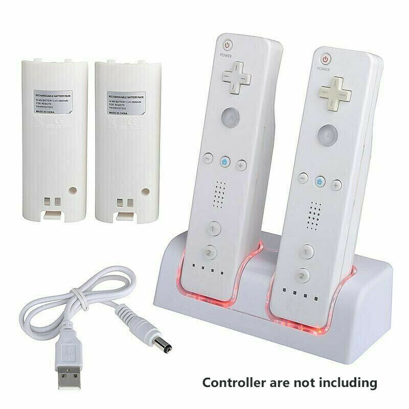 Rechargeable Battery Packs with Charger for Wii & Wii U Remote Controller 2800mA