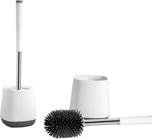 Toilet Brush Soft TPR Silicone Bristle Clean Holder Set with Wall Mount Included - Picture 28 of 35