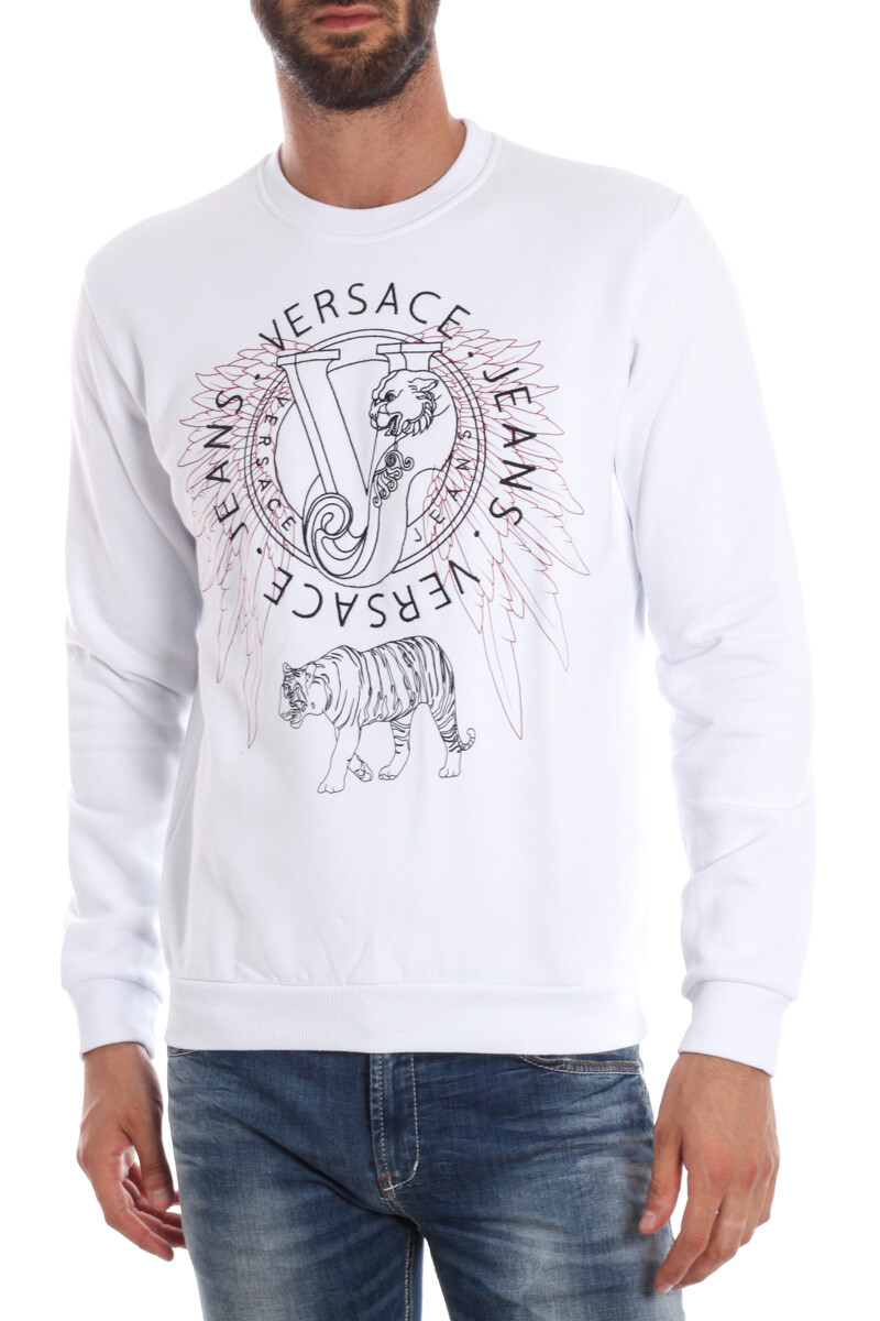 Джинсовая толстовка Versace с капюшоном Hoodie Cotton Man White AB7GMA700 3 SzM ДЕЛАЕТ ПРЕДЛОЖЕНИЕ 87690₽