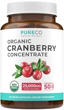 USDA Organic Cranberry Pills - 50:1 Concentrate Equals 25,000mg of Fresh Cran...