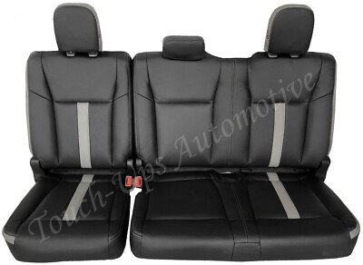 2017-2018 Ford F-250 Platinum Edition Replacement Leather Seat Cover Passenger Side Bottom Black With Gray Stitching