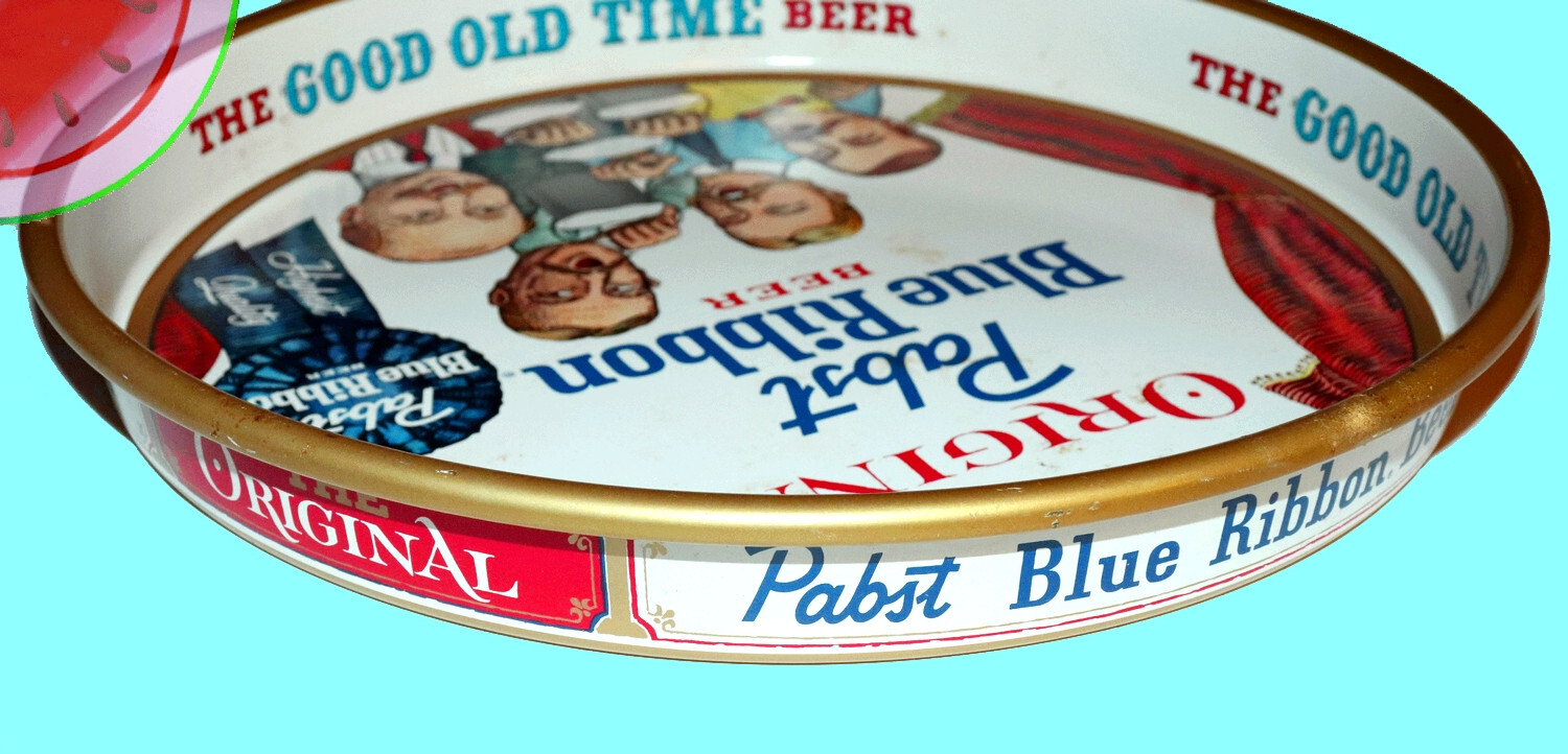 1950s PABST BLUE RIBBON Beer Metal Serving Tray Singing