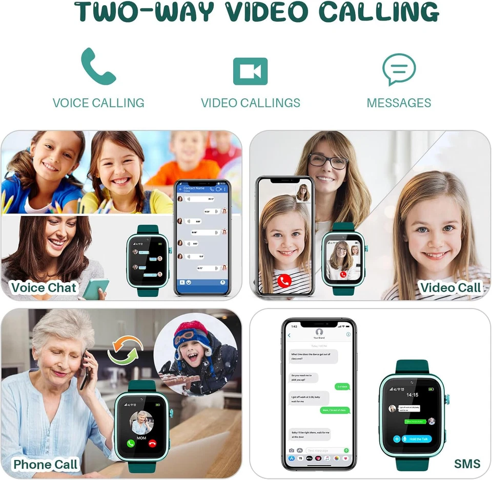 Kinder Smartwatch mit Telefonfunktion SOS Armbanduhr GPS Tracker Kinderuhr Watch - Bild 2 von 4