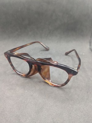 SELTENE Vintage französische Seitenschild Brille Schildkröte 1940 1950 Gletscher Steampunk