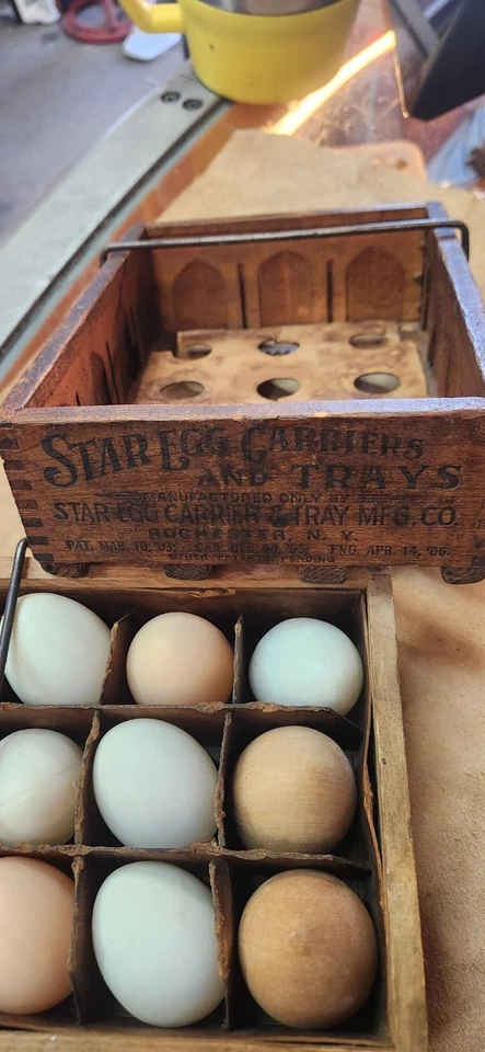 🔥Lot Of 2 Antique STAR Egg Box John G. Elbs Rochester NY Dovetail Box 8"x6"🔥 - Image 3 of 4