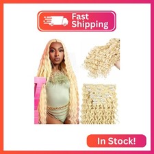 613 Blonde Clip in Hair Extensions,12 Inch Soft Real Human Hair 120g 7pcs,Brazi
