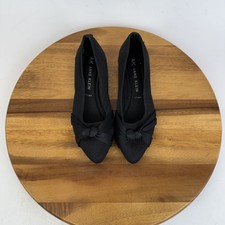Womens Anne Klein Olami Black Fabric Knot Casual Comfort Ballet Flats Size 6.5 M