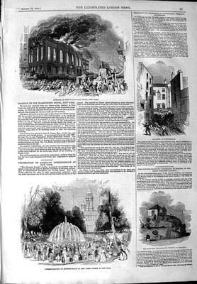 Original alter antiker Druck 1844 Washington Hotel Nottingham Electric Telegraph