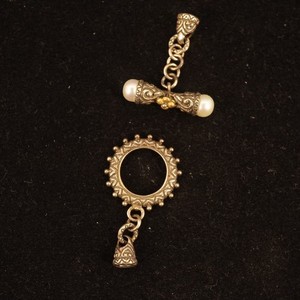 Barbara Bixby 18k Gold, Sterling & Pearl Toggle Clasp, 9g - Free Shipping USA