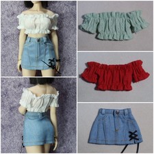 1/6 Female Puff Sleeves Off Shoulder Top Denim Skirt Fit 12'' Ph Tbl Figure Toys