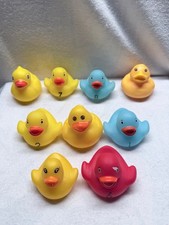 Lot of 9 Rubber Duckie Yellow Blue Pink Ducks Ornament Collectible