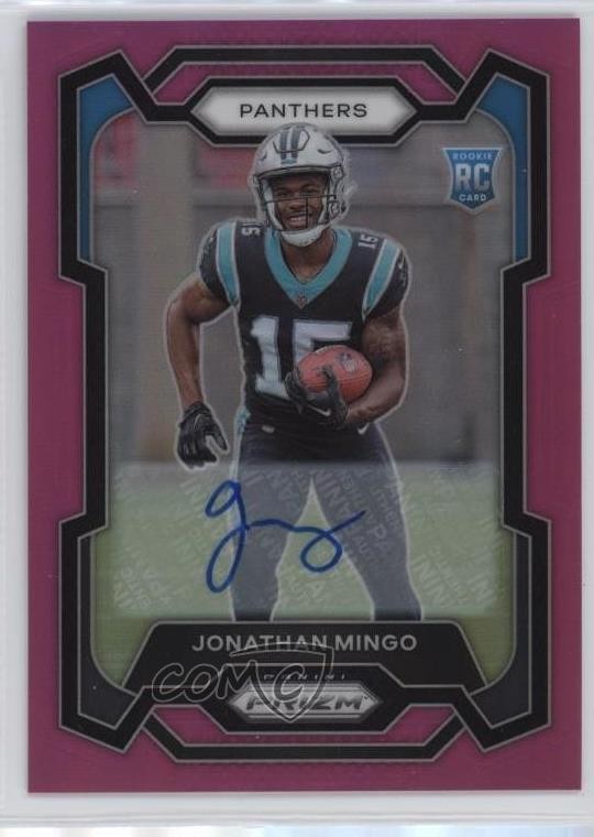2023 Panini Prizm Rookies Pink Jonathan Mingo #312 Rookie Auto RC kq9