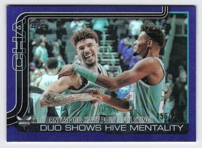 2025 Hornets ''Duo Shows Hive Mentality'' Topps Flagship Purple Foil /250 #283