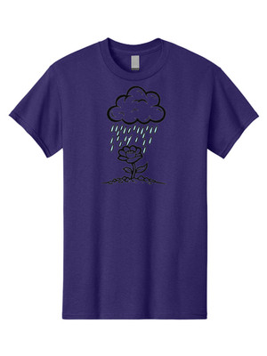 Rain-Cloud-Rose Mens Graphic Tee, 100% Cotton, Casual Summer Wear