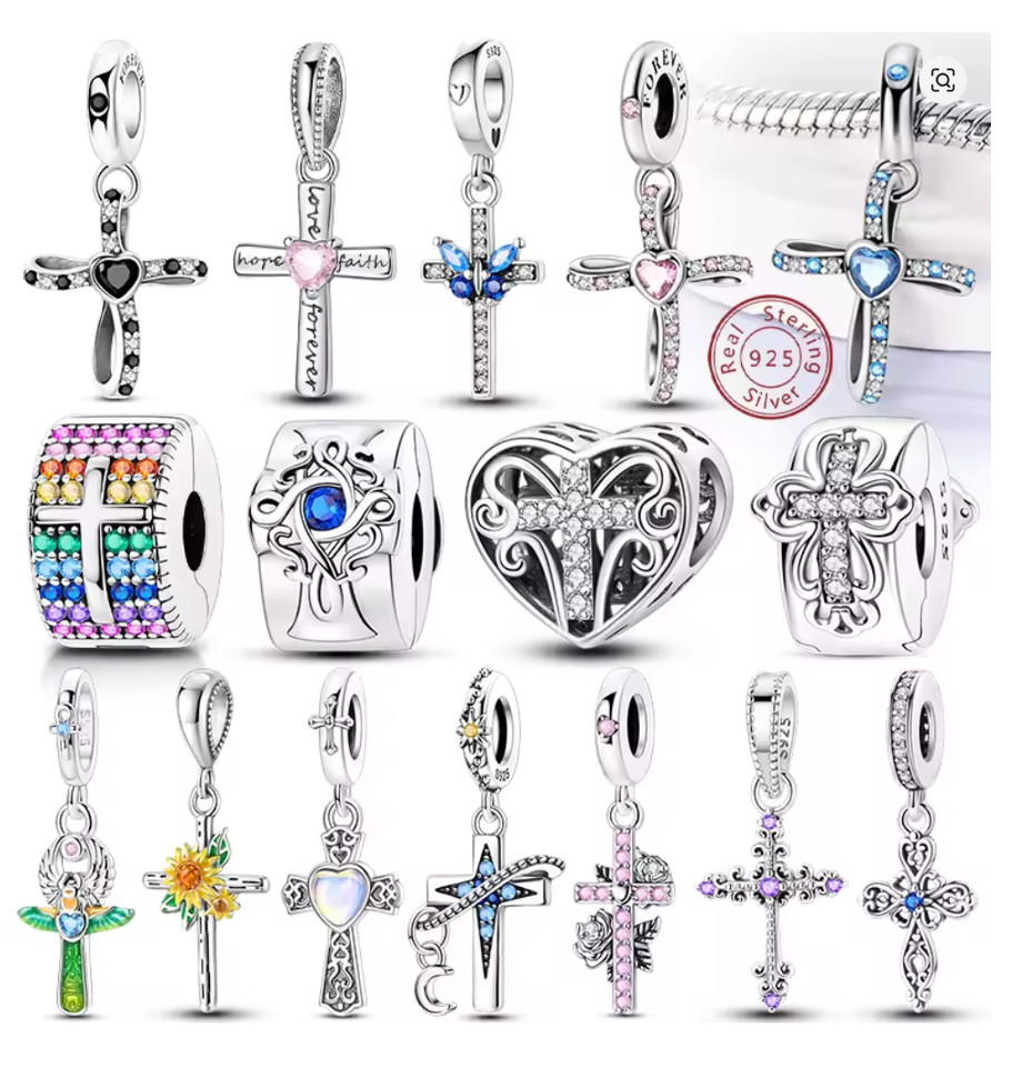 Damen Geschenk Charm Anhänger 925 Silber Kreuz Engel Bibel Armband Schmuck