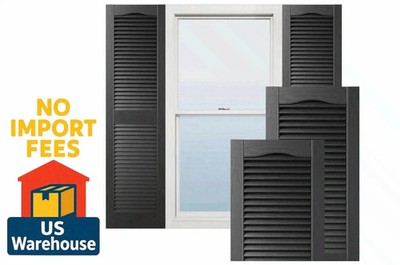Lifetime 14 1/2'' x 55'' Vinyl Cathedral Open Louver Shutters Black Pair