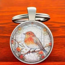 Robin Glass Domed Keyring – Beautiful Bird Design | Thoughtful Gift or Keepsake