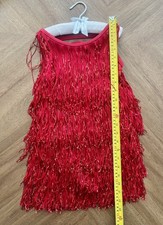 Weissman Dance Red Fringe Unitard Flapper Costume - Childs Medium