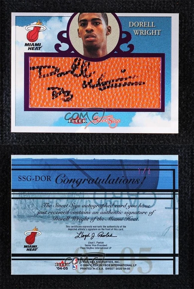Fleer Sweet Sigs Masterpiece 2004 1/1 Dorell Wright #SSG-DOR novato automático RC 2d0 Foto 3 de 3