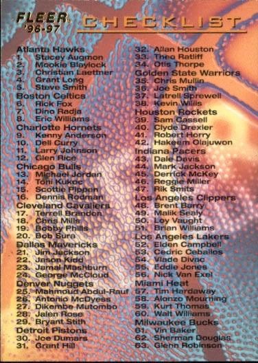 1996-97 Fleer #149 Checklist: 1-119