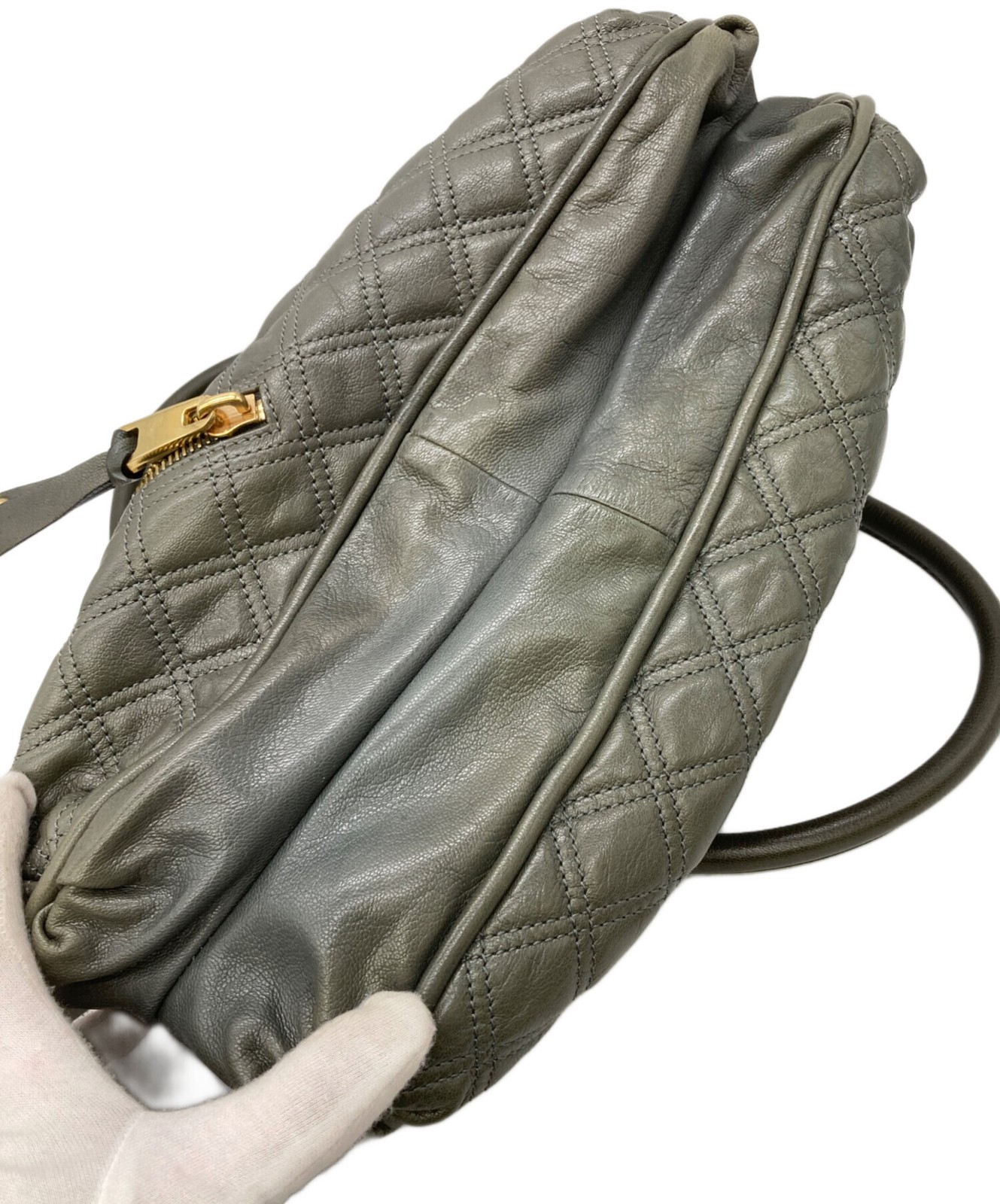 MARC JACOBS 2-Way Handbag Gray Green Quilted leather Shoulder bag image 5