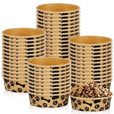 Whaline 50-Pk Disposable Kraft Paper Pet Bowls, 16oz - Small Dog  Cat Food/Wate