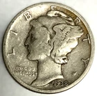 1938-P Mercury Dime 10c Circulated Condition 90% Silver US Coin - 3993