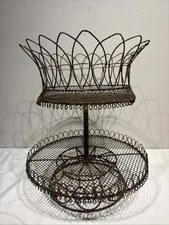 French Lace Two Tier Wire Basket Centerpiece Aidan Gray French Country Decor #1