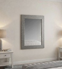 Mosaic Effect Silver Wall Hanging Mirror for Bedroom Living Room 50cm X 60cm