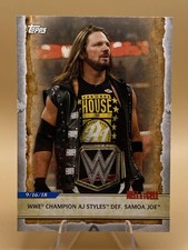 2020 Topps Road to WrestleMania #62 WWE Champion AJ Styles Def. Samoa Joe Card