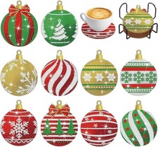 10 Pcs Christmas Diamond Art Coasters Kit 5D Painting Craft