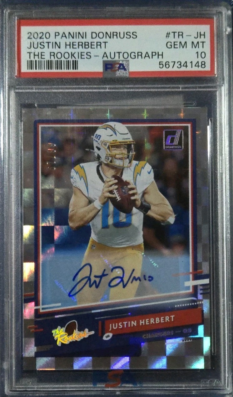 2020 Panini Donruss The Rookies AUTO /99 Justin Herbert #TR-JH PSA 10 POP 9 RC