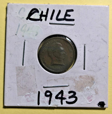 1943 Chile Collectible Rare World Foreign Coin 20 Centavos #614