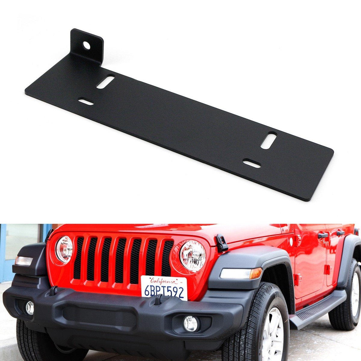 No Drill Front Bumper License Plate Bracket Relocator For 18-up