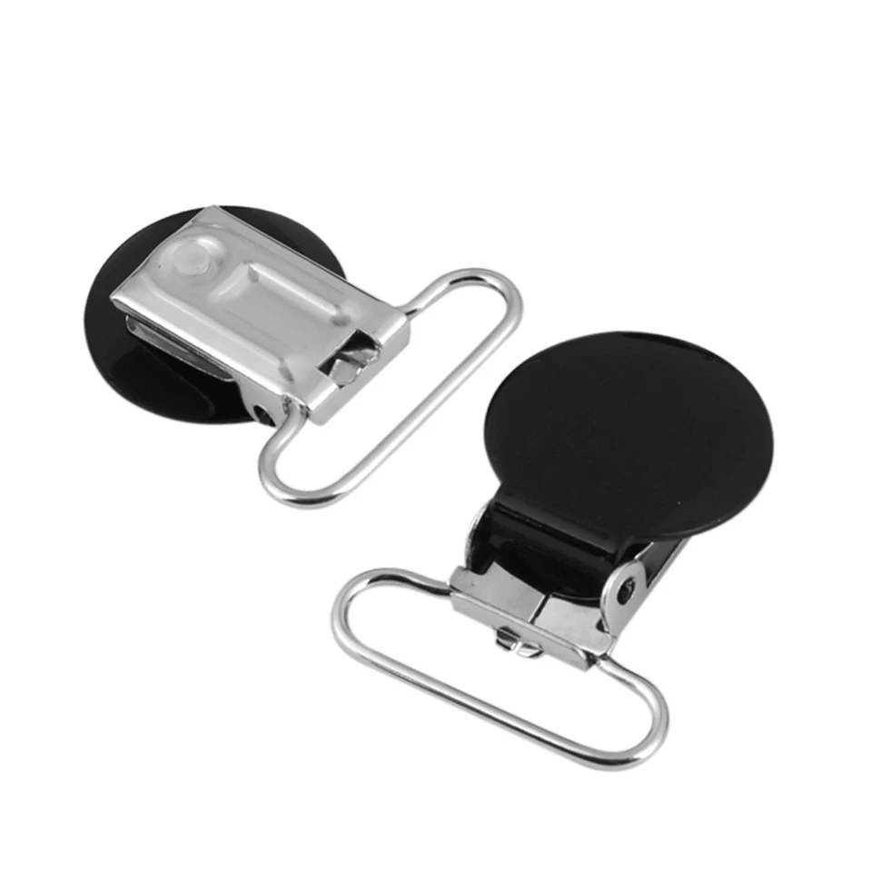 (Black)10Pcs 25mm Round Suspender Braces Pacifier Strap Holder Clip DIY NC - Image 2 of 4