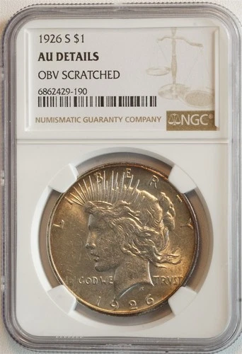 1926 S Peace Dollar AU DETAILS NGC 25C