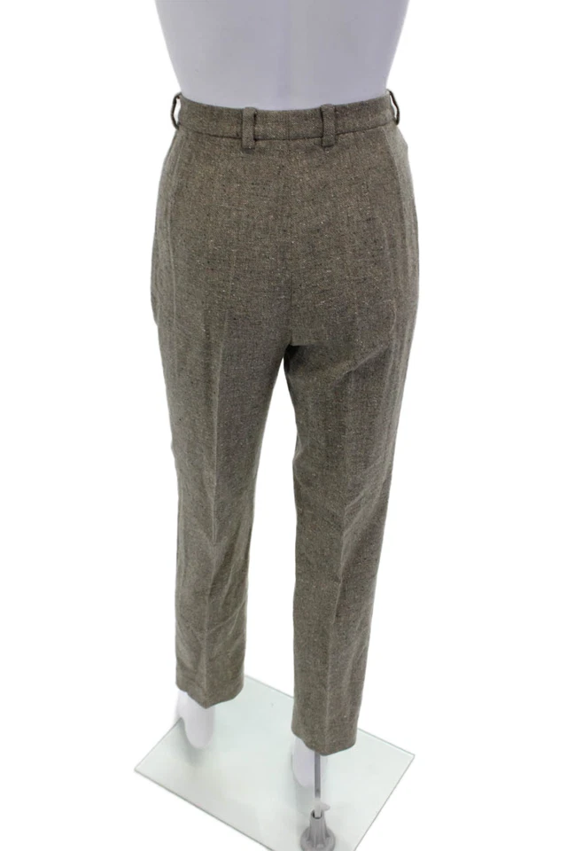 Incotex Womens Wool Pleated Lined Button Zip Straight Leg Pants Khaki Size EUR 4 - Image 3 of 4