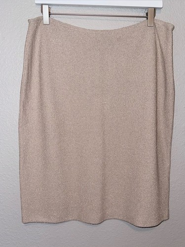 NWT St. John Almond Shimmer Wool Blend Pencil Skirt Size 14 Sophisticated Chic - Picture 1 of 8