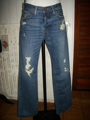Pantalon jean épais Abercrombie & Fitch W31 L32 42 bootcut usé troué destroyed - Photo 1/4