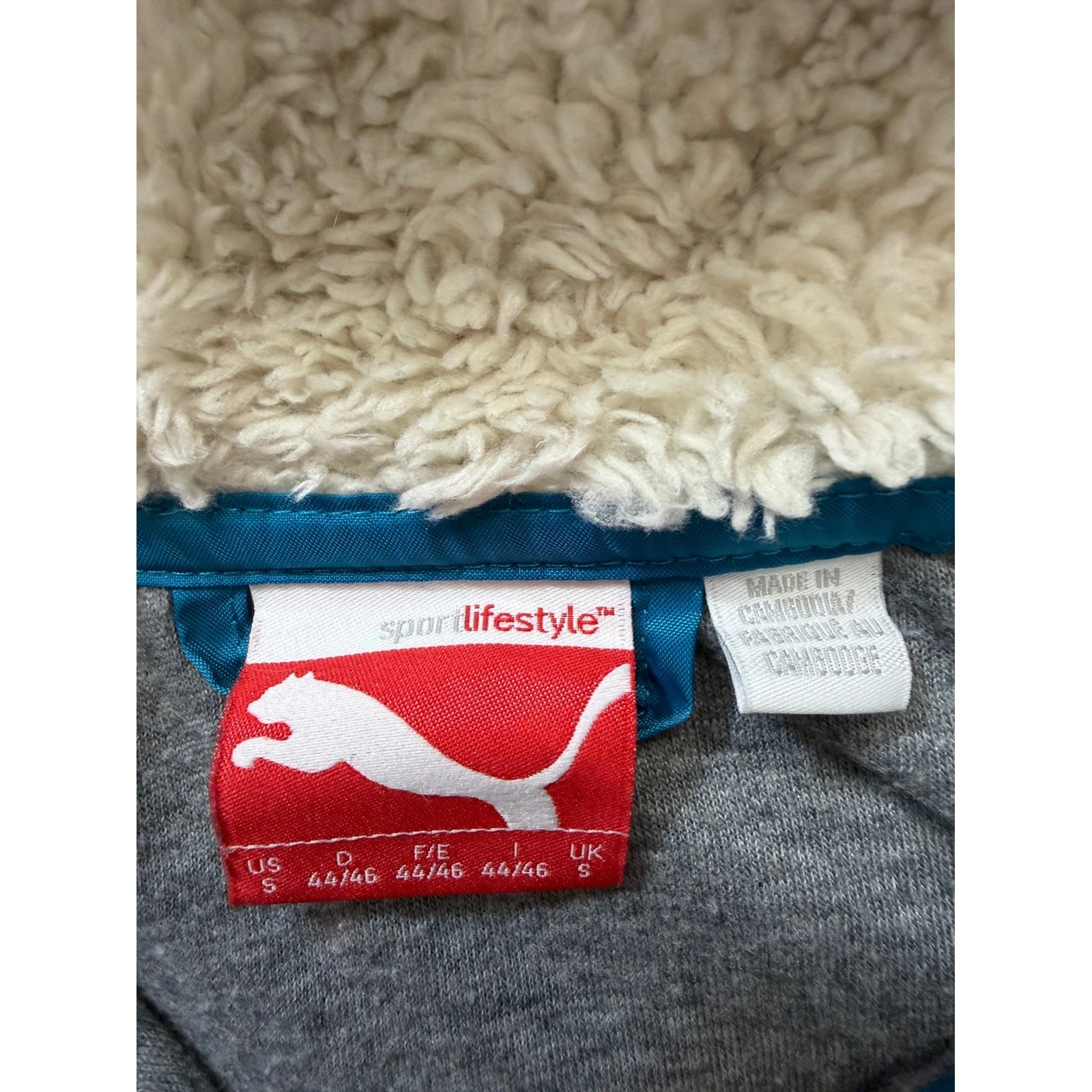 Puma Mens Sportlifestyle Colorblock Sherpa Hooded Windbreaker Jacket Blue Grey S image 2