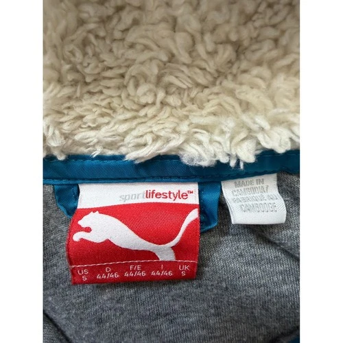 Puma Mens Sportlifestyle Colorblock Sherpa Hooded Windbreaker Jacket Blue Grey S image 2