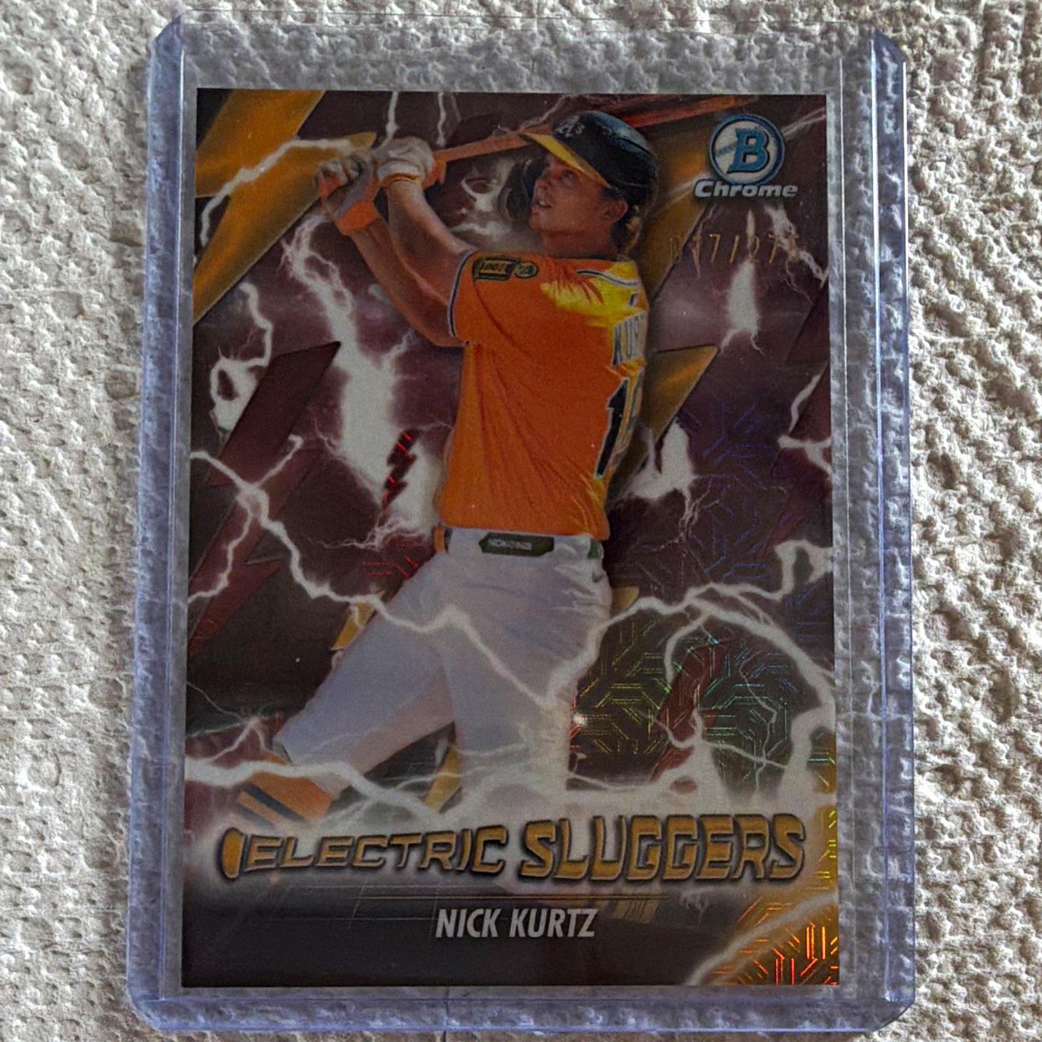 Topps 2026 Bowman Chrome Nick Kurtz ES-22 Electric Sluggers Burgundy Mojo /275