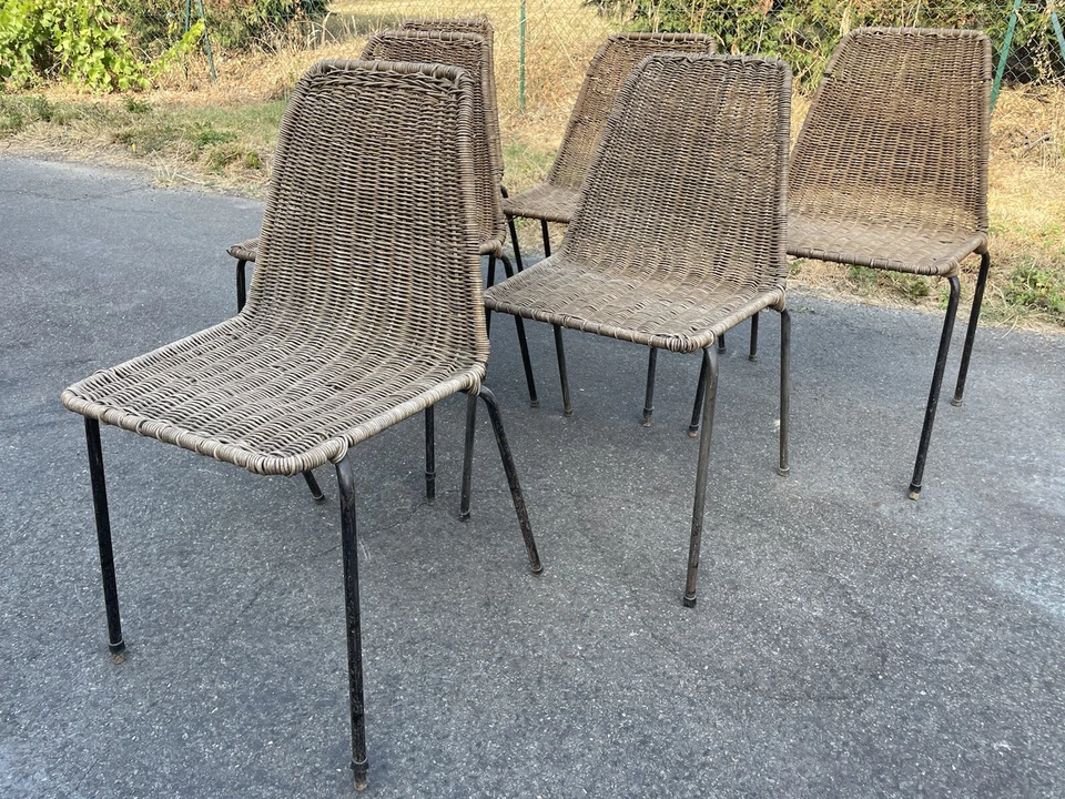 Série de 6 Chaise Rotin Campo e Graffi Disegno Graffi Home 1950 Design Vintage - Photo 4/4