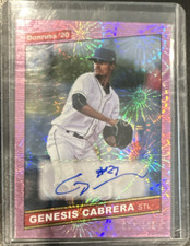 2020 Donruss Genesis Cabrera Auto RC Cardinals #86S-GC /99 Pink Fireworks